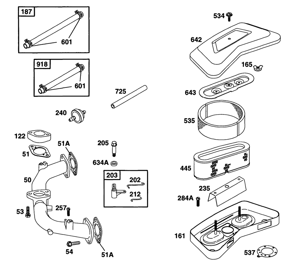 Air Cleaner Grp, Manifold Diagram and Parts List for 42C777-1238-XX  Briggs and Stratton Engine